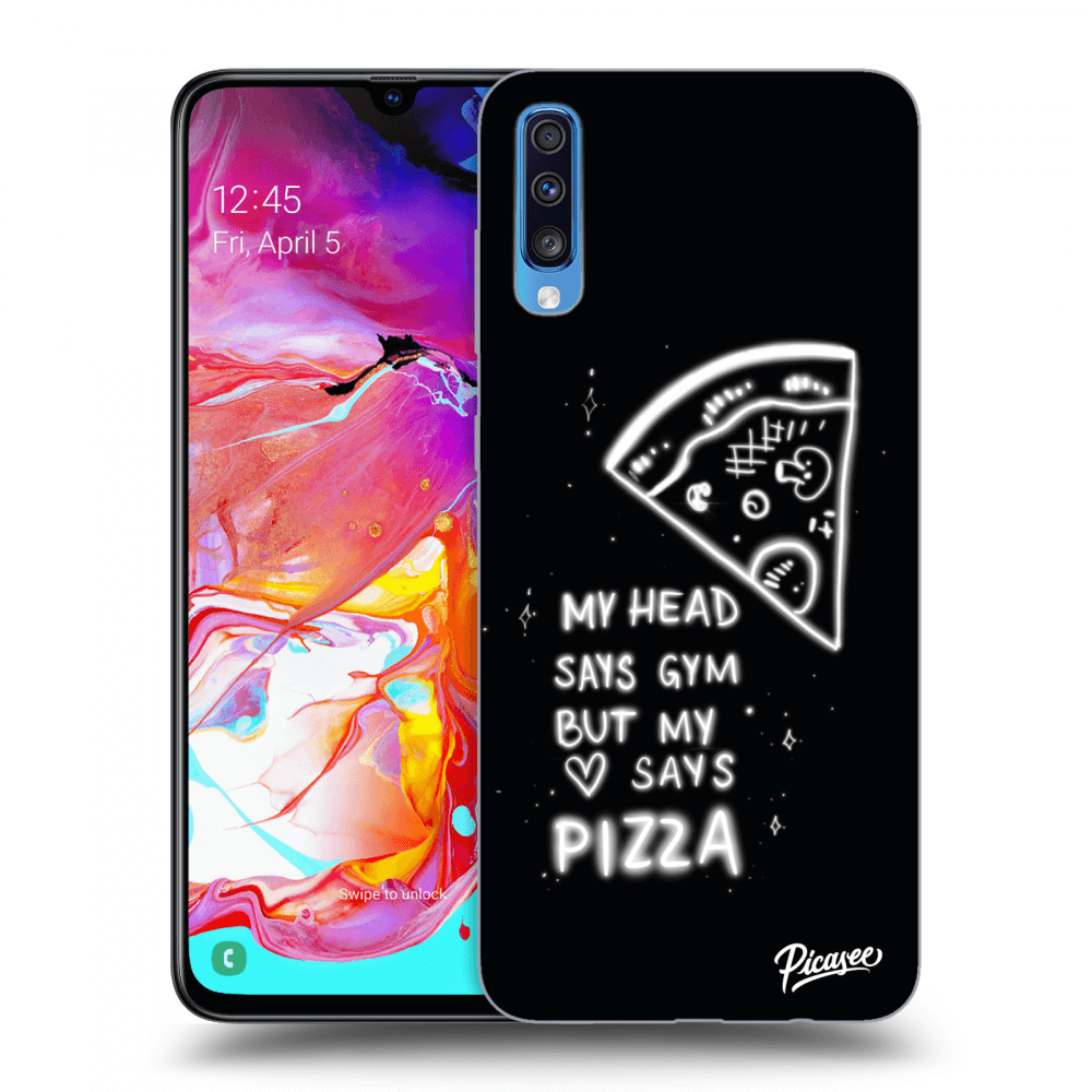 Picasee Samsung Galaxy A70 A705F Hülle - Schwarzes Silikon - Pizza