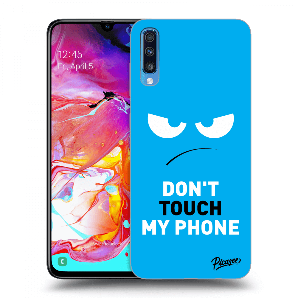 Picasee Samsung Galaxy A70 A705F Hülle - Schwarzes Silikon - Angry Eyes - Blue
