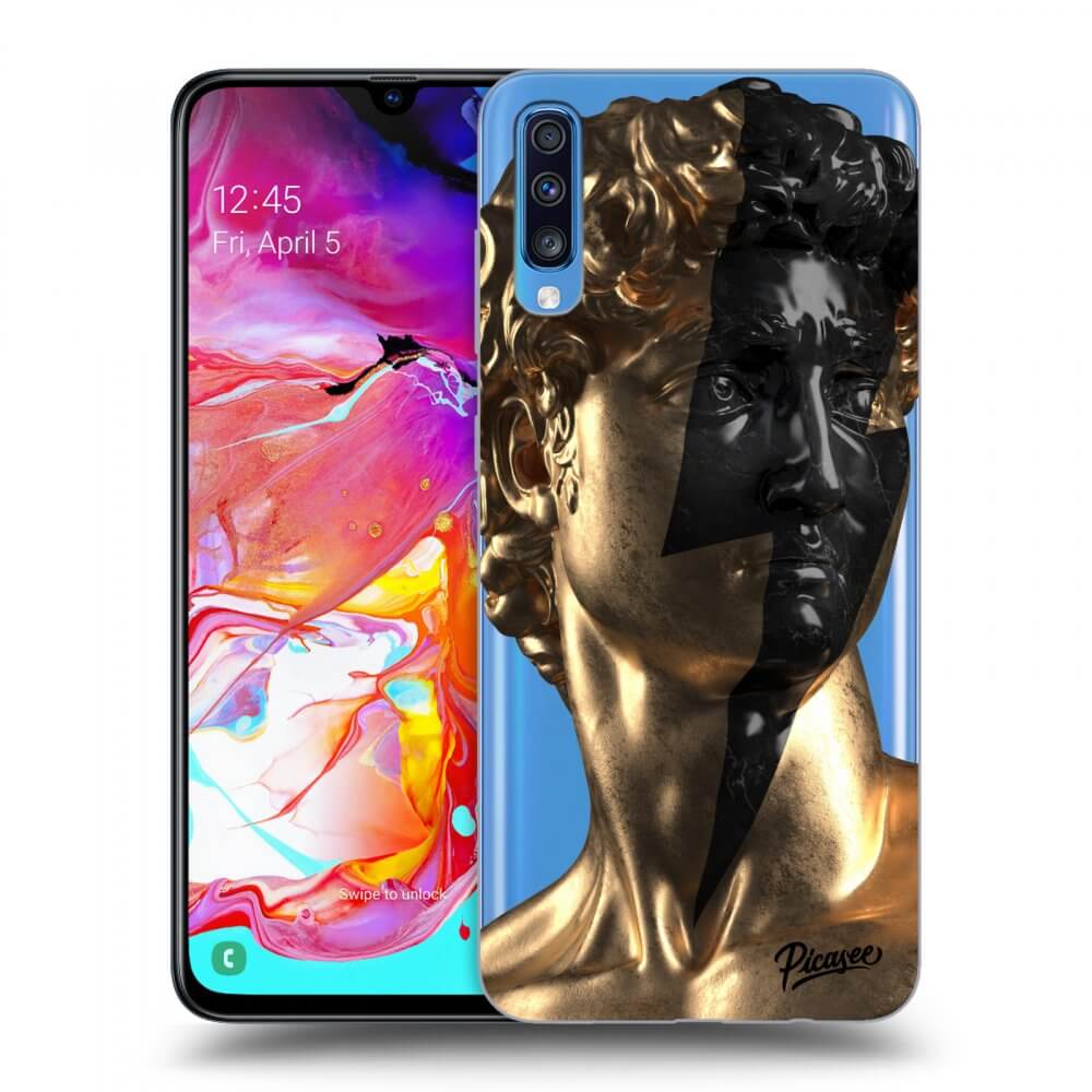 Picasee Samsung Galaxy A70 A705F Hülle - Transparentes Silikon - Wildfire - Gold