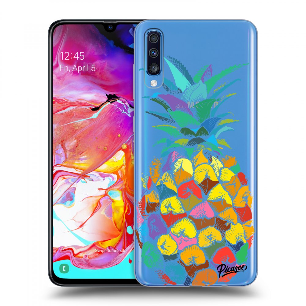 Picasee Samsung Galaxy A70 A705F Hülle - Transparentes Silikon - Pineapple