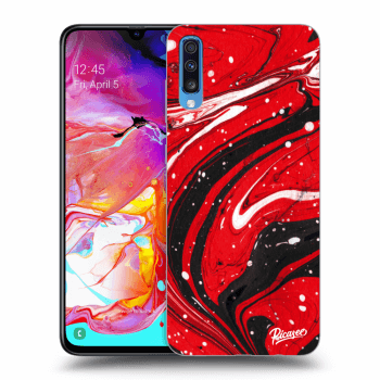 Picasee Samsung Galaxy A70 A705F Hülle - Transparentes Silikon - Red black