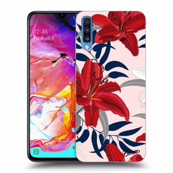 Picasee Samsung Galaxy A70 A705F Hülle - Transparentes Silikon - Red Lily