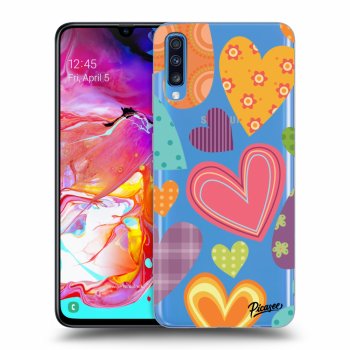 Picasee Samsung Galaxy A70 A705F Hülle - Transparentes Silikon - Colored heart