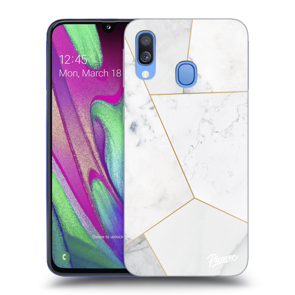 Picasee Samsung Galaxy A40 A405F Hülle - Schwarzes Silikon - White tile