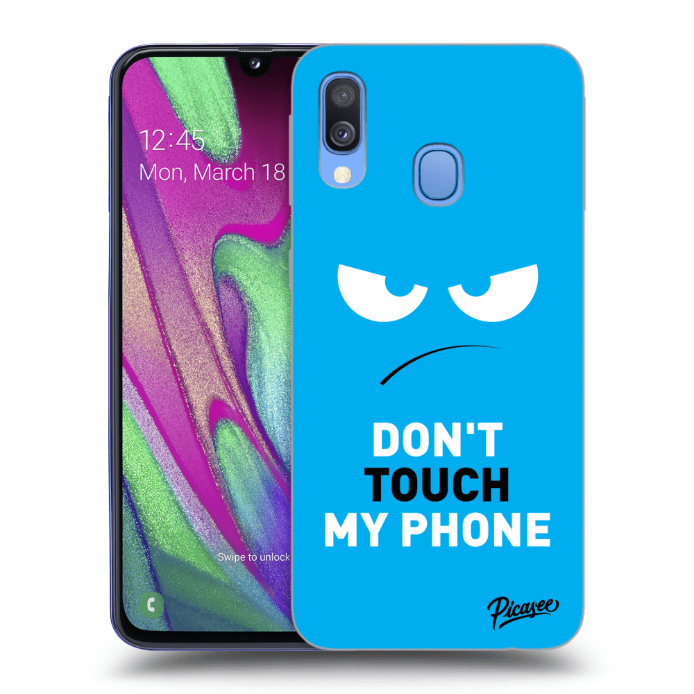 Picasee Samsung Galaxy A40 A405F Hülle - Schwarzes Silikon - Angry Eyes - Blue