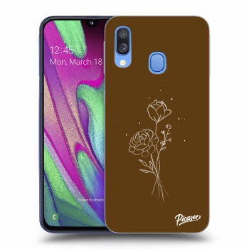 Picasee Samsung Galaxy A40 A405F Hülle - Schwarzes Silikon - Brown flowers