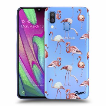 Picasee Samsung Galaxy A40 A405F Hülle - Transparentes Silikon - Flamingos