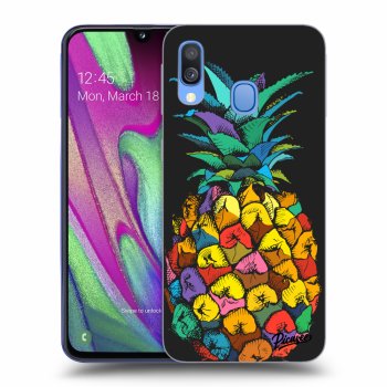 Picasee Samsung Galaxy A40 A405F Hülle - Schwarzes Silikon - Pineapple