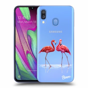 Picasee Samsung Galaxy A40 A405F Hülle - Transparentes Silikon - Flamingos couple