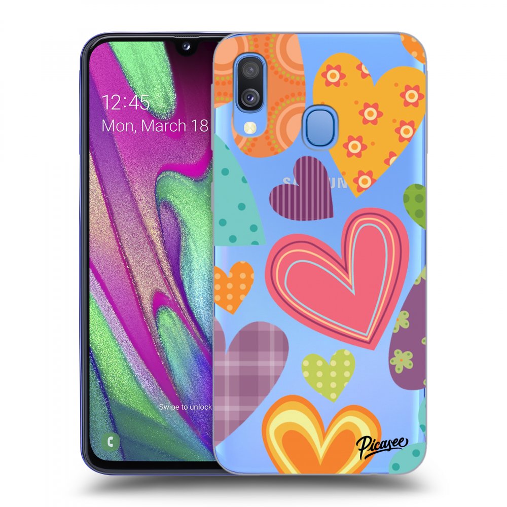 Picasee Samsung Galaxy A40 A405F Hülle - Transparentes Silikon - Colored heart