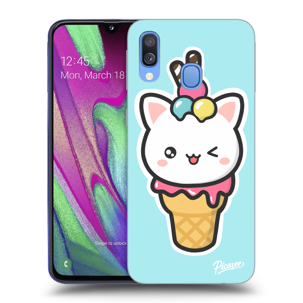 Picasee Samsung Galaxy A40 A405F Hülle - Transparentes Silikon - Ice Cream Cat