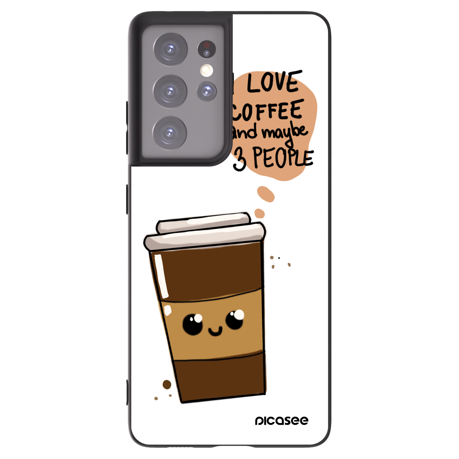 Picasee Samsung Galaxy S21 Ultra 5G G998B Hülle - Schwarzes Silikon - Cute coffee