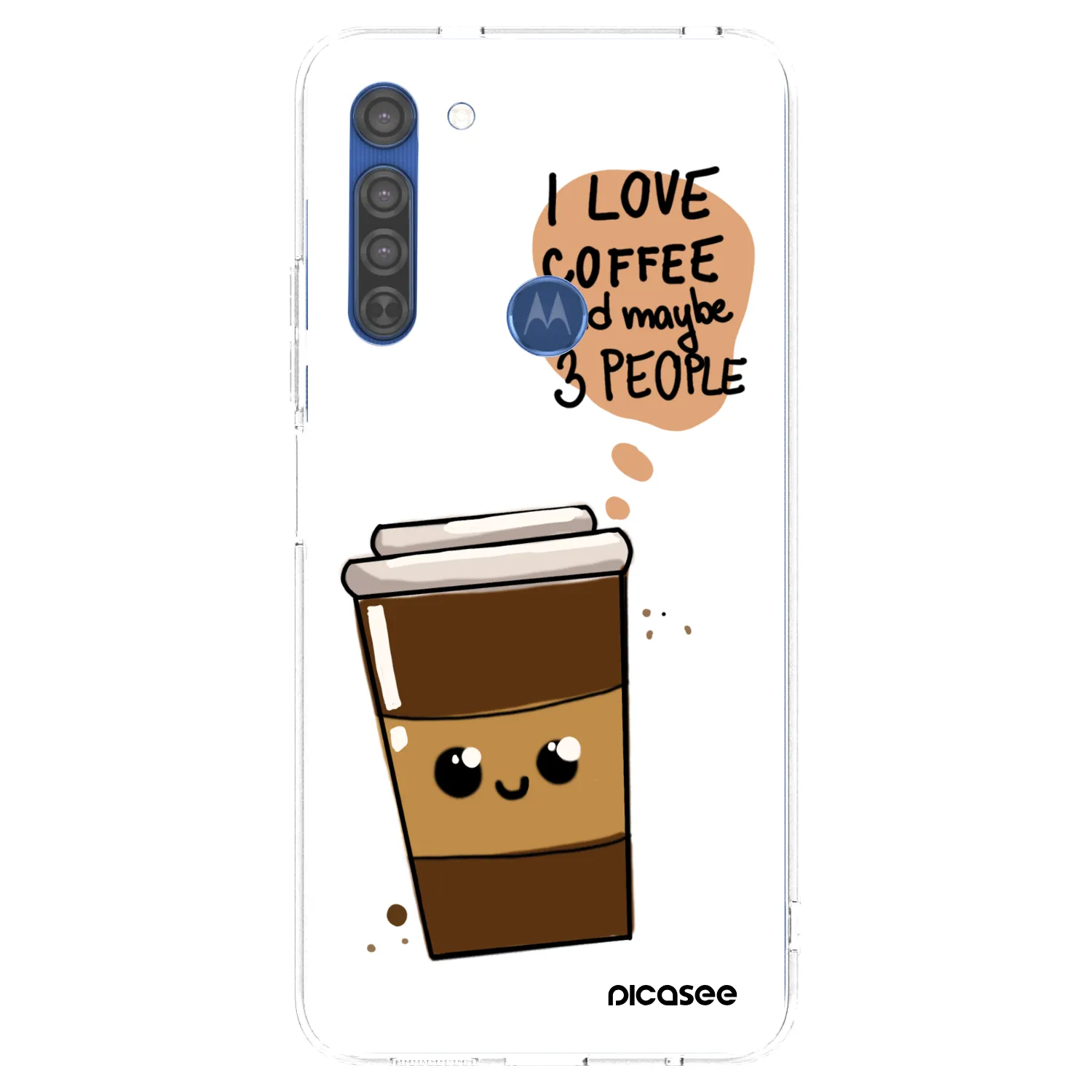 Picasee Motorola Moto G8 Hülle - Transparentes Silikon - Cute coffee