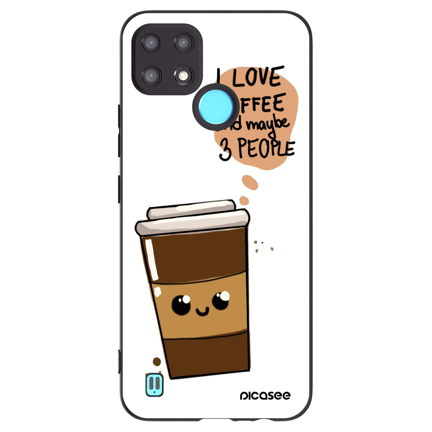 Picasee Realme C21 Hülle - Schwarzes Silikon - Cute coffee
