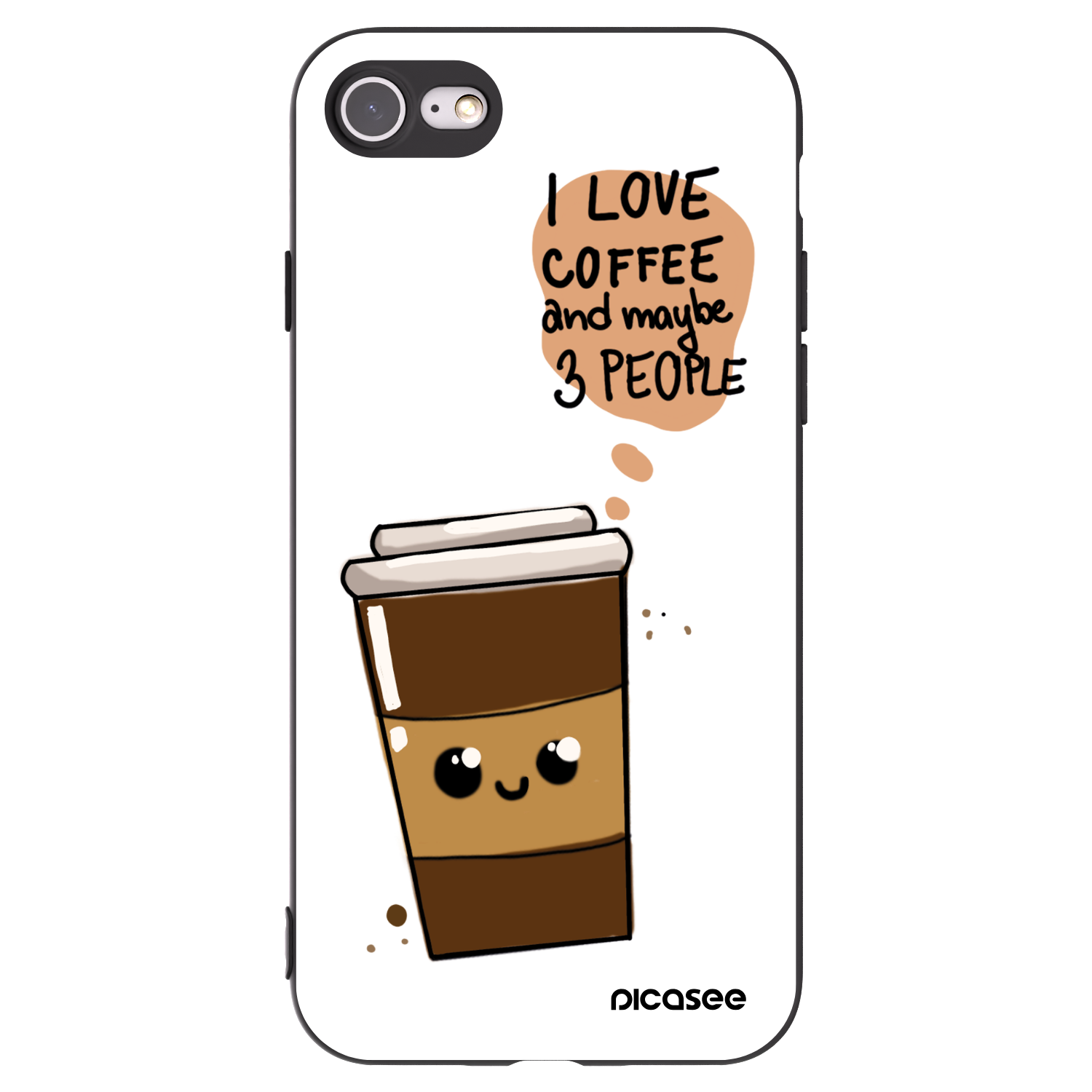 Picasee Apple iPhone SE 2022 Hülle - Schwarzes Silikon - Cute coffee