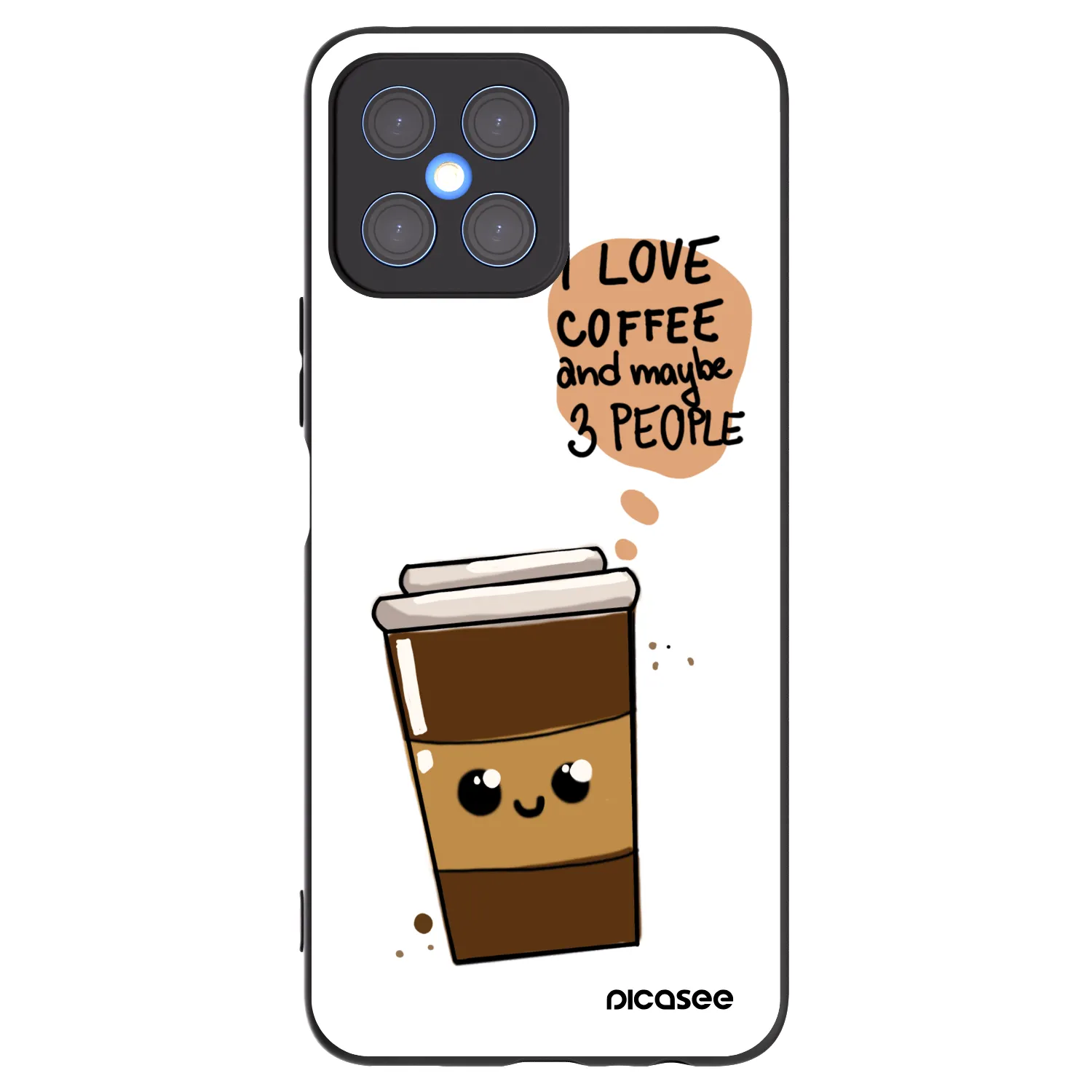Picasee Honor X8 4G Hülle - Schwarzes Silikon - Cute coffee