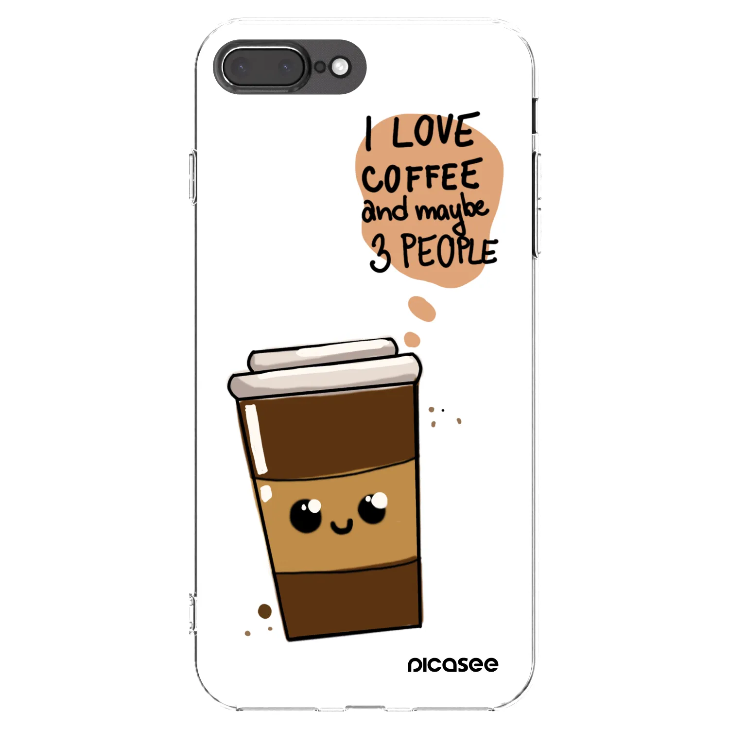 Picasee Apple iPhone 8 Plus Hülle - Transparentes Silikon - Cute coffee