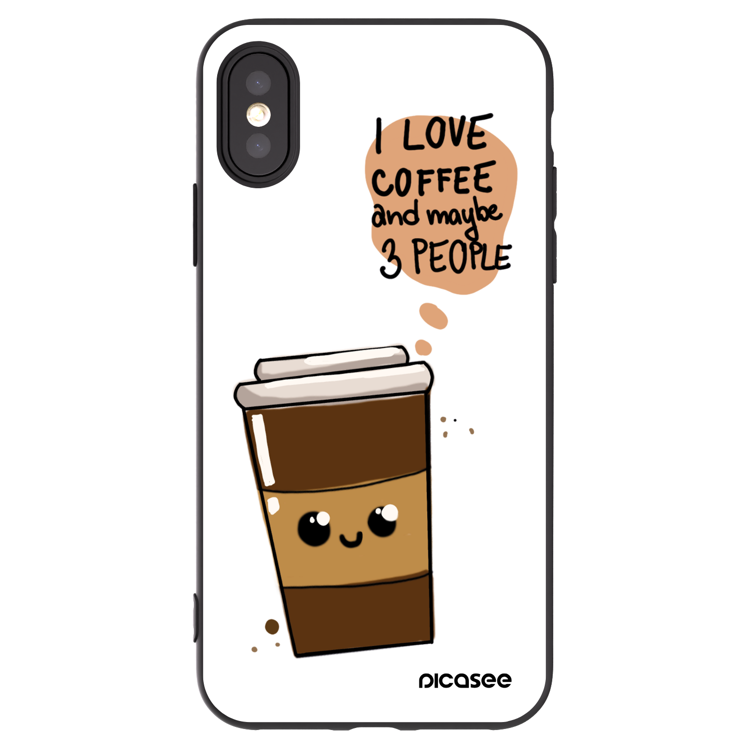 Picasee Apple iPhone X/XS Hülle - Schwarzes Silikon - Cute coffee