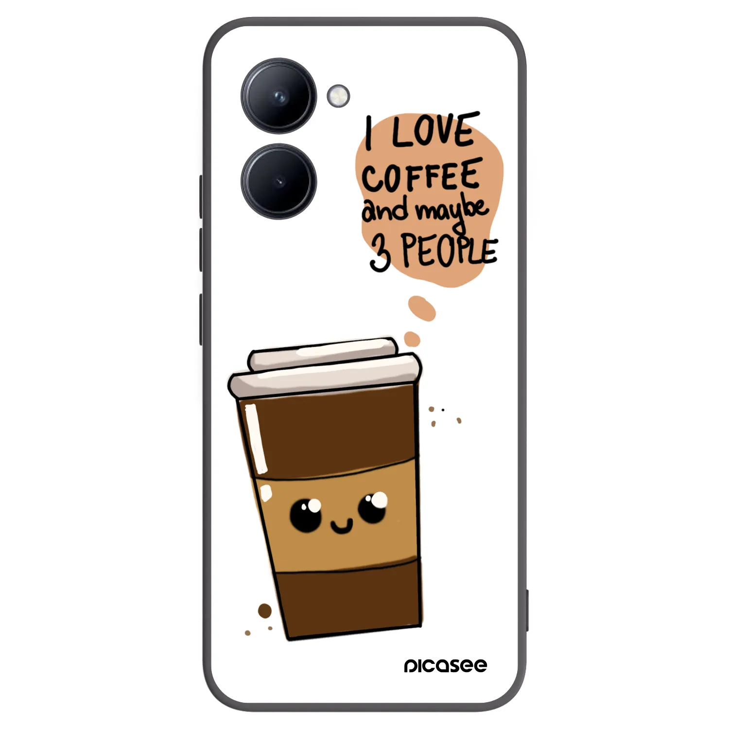 Picasee Realme C33 (2023) Hülle - Schwarzes Silikon - Cute coffee
