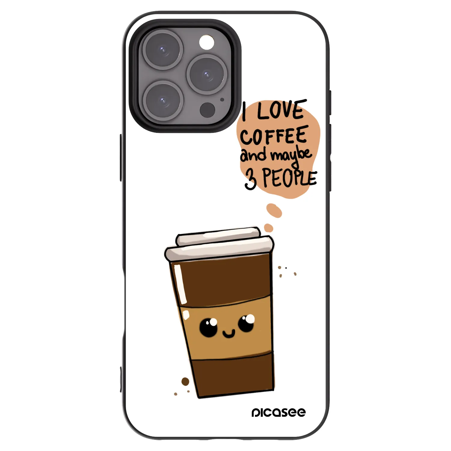 Picasee Apple iPhone 16 Pro Max Hülle - Schwarzes Silikon - Cute coffee