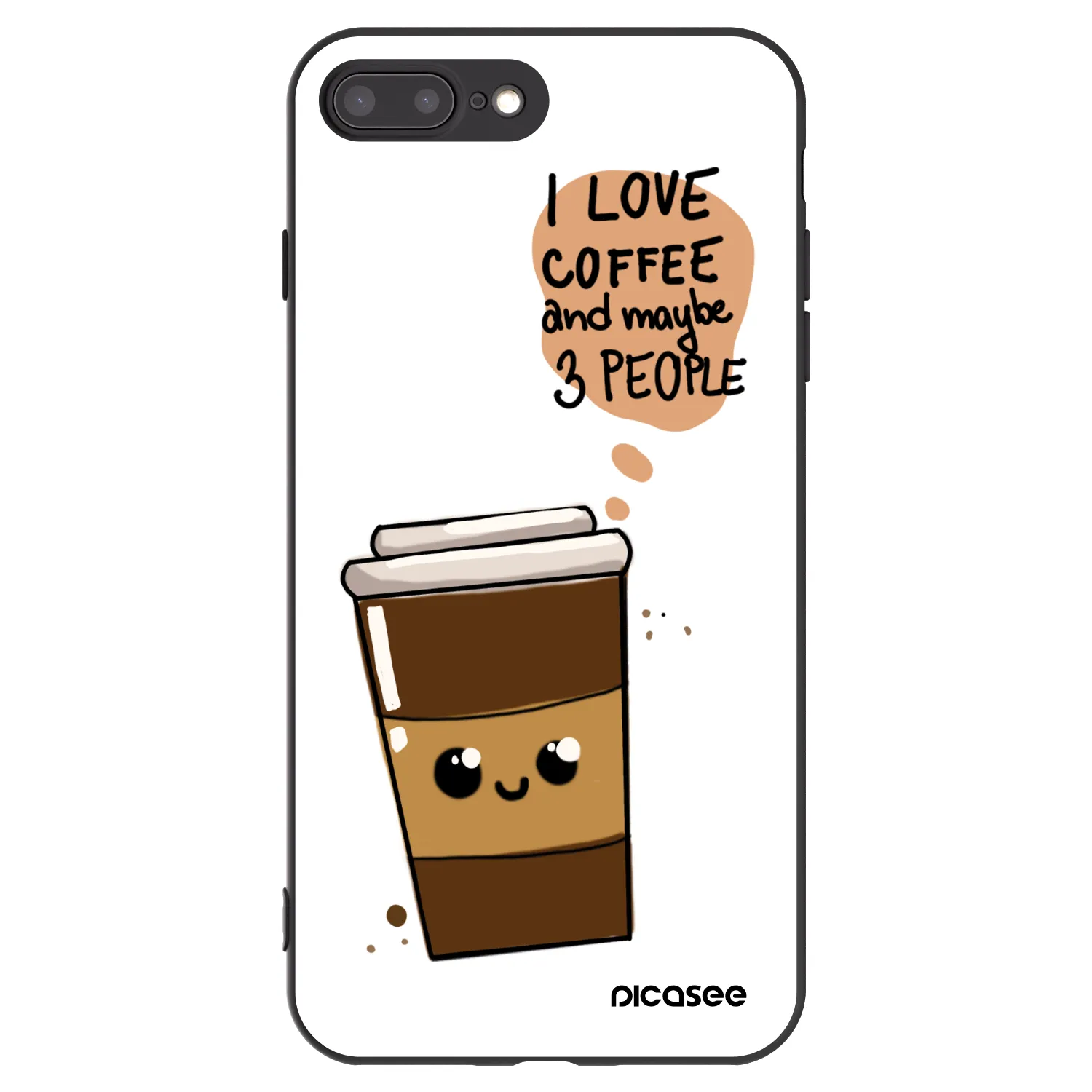Picasee Apple iPhone 7 Plus Hülle - Schwarzes Silikon - Cute coffee