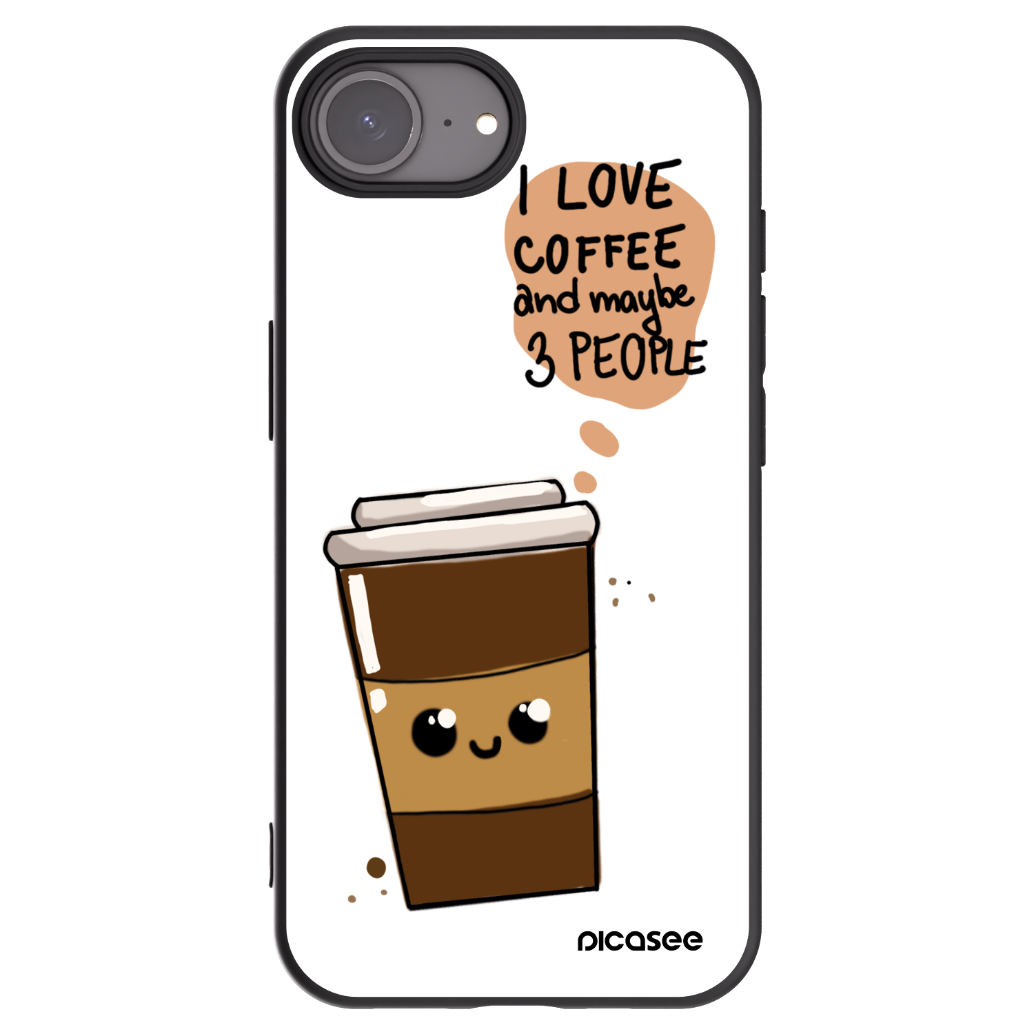 Picasee Apple iPhone 16e Hülle - Schwarzes Silikon - Cute coffee