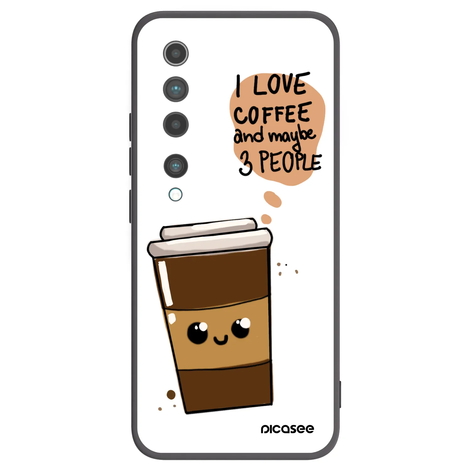 Picasee Xiaomi Mi 10 Hülle - Schwarzes Silikon - Cute coffee