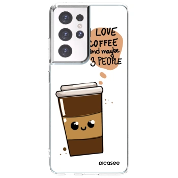 Picasee Samsung Galaxy S21 Ultra 5G G998B Hülle - Transparentes Silikon - Cute coffee