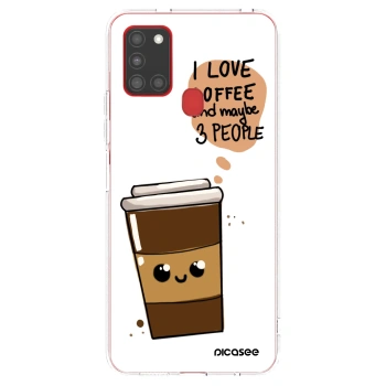 Picasee Samsung Galaxy A21s Hülle - Transparentes Silikon - Cute coffee