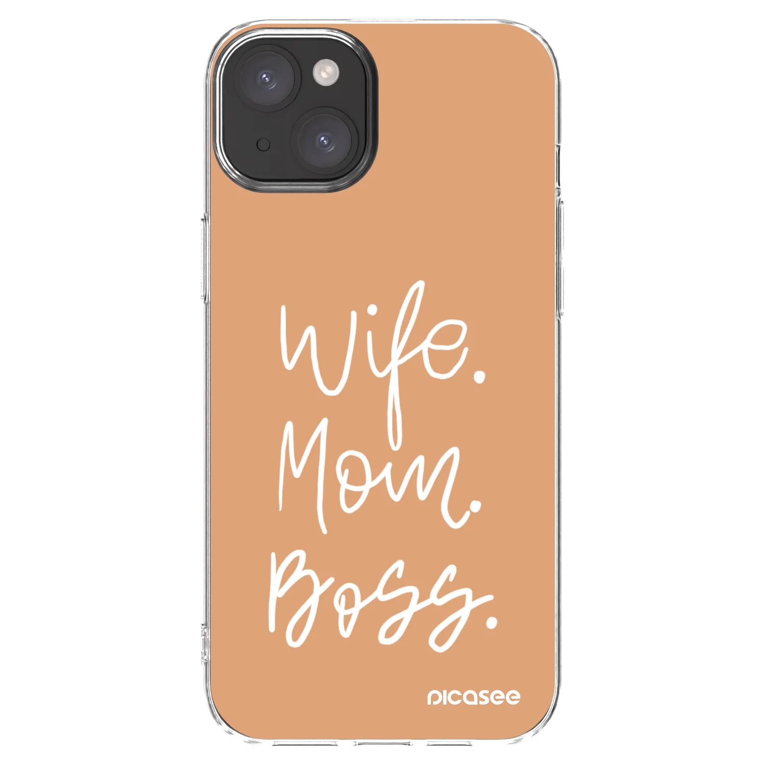 Picasee Apple iPhone 15 Plus Hülle - Transparentes Silikon - Boss Mama