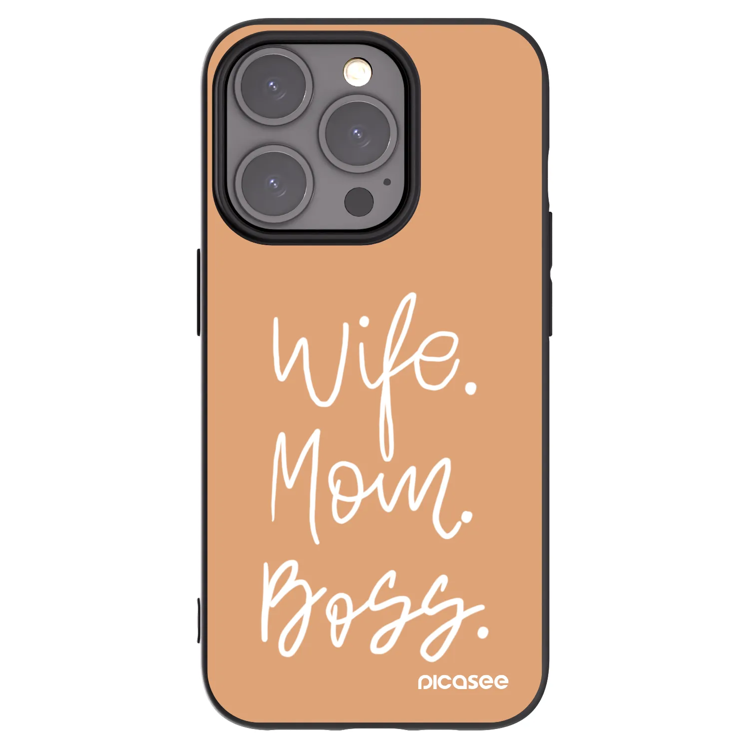 Picasee Apple iPhone 15 Pro Hülle - Schwarzes Silikon - Boss Mama