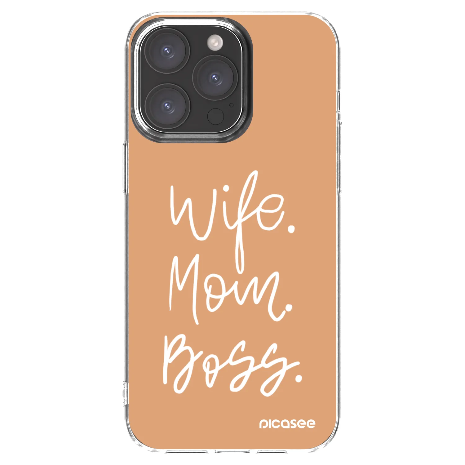 Picasee Apple iPhone 15 Pro Max Hülle - Transparentes Silikon - Boss Mama