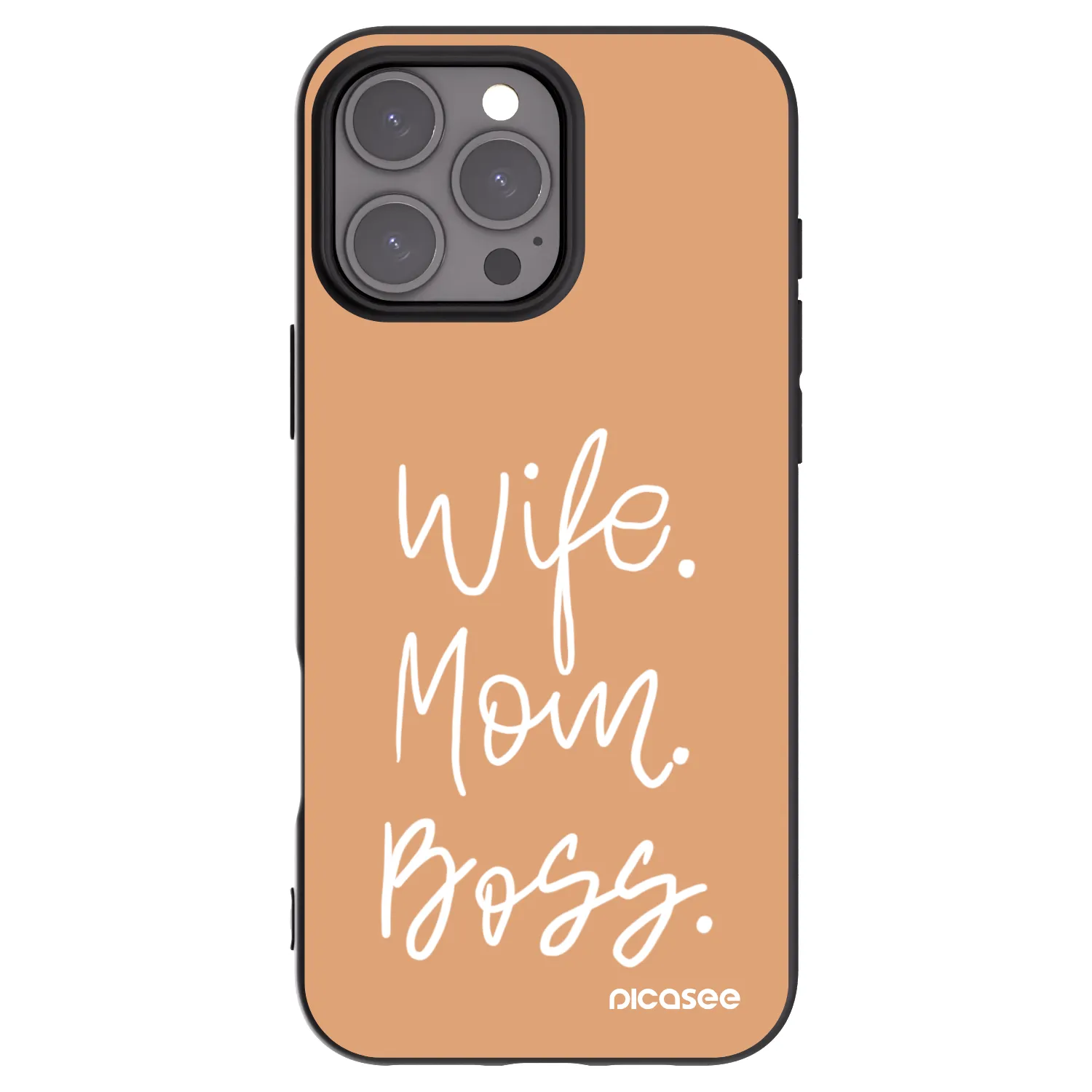 Picasee Apple iPhone 16 Pro Max Hülle - Schwarzes Silikon - Boss Mama