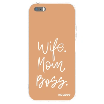 Picasee Apple iPhone 5/5S/SE Hülle - Transparentes Silikon - Boss Mama
