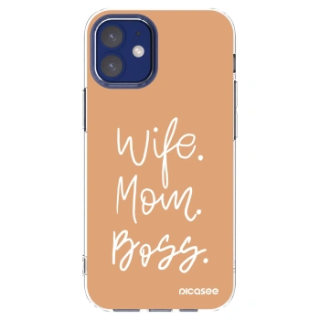 Picasee Apple iPhone 12 mini Hülle - Transparentes Silikon - Boss Mama