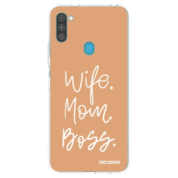 Picasee Samsung Galaxy M11 Hülle - Transparentes Silikon - Boss Mama