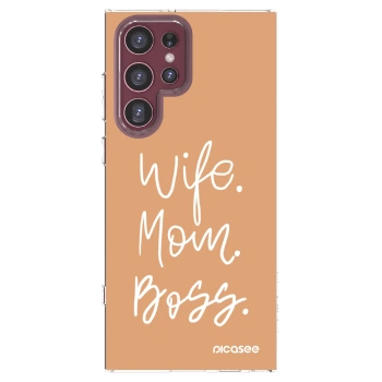 Picasee Samsung Galaxy S22 Ultra 5G Hülle - Transparentes Silikon - Boss Mama