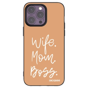 Picasee Apple iPhone 14 Pro Max Hülle - Schwarzes Silikon - Boss Mama