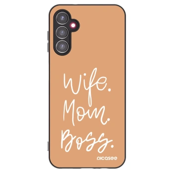 Picasee Samsung Galaxy A14 4G A145R Hülle - Schwarzes Silikon - Boss Mama