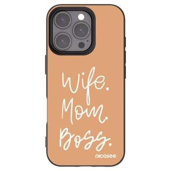 Picasee Apple iPhone 16 Pro Hülle - Schwarzes Silikon - Boss Mama