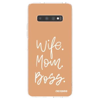 Picasee Samsung Galaxy S10 Plus G975 Hülle - Transparentes Silikon - Boss Mama