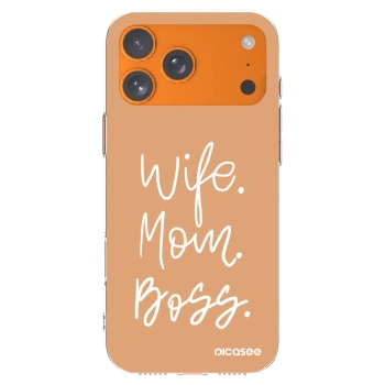 Picasee Apple iPhone 17 Pro Max Hülle - Transparentes Silikon - Boss Mama
