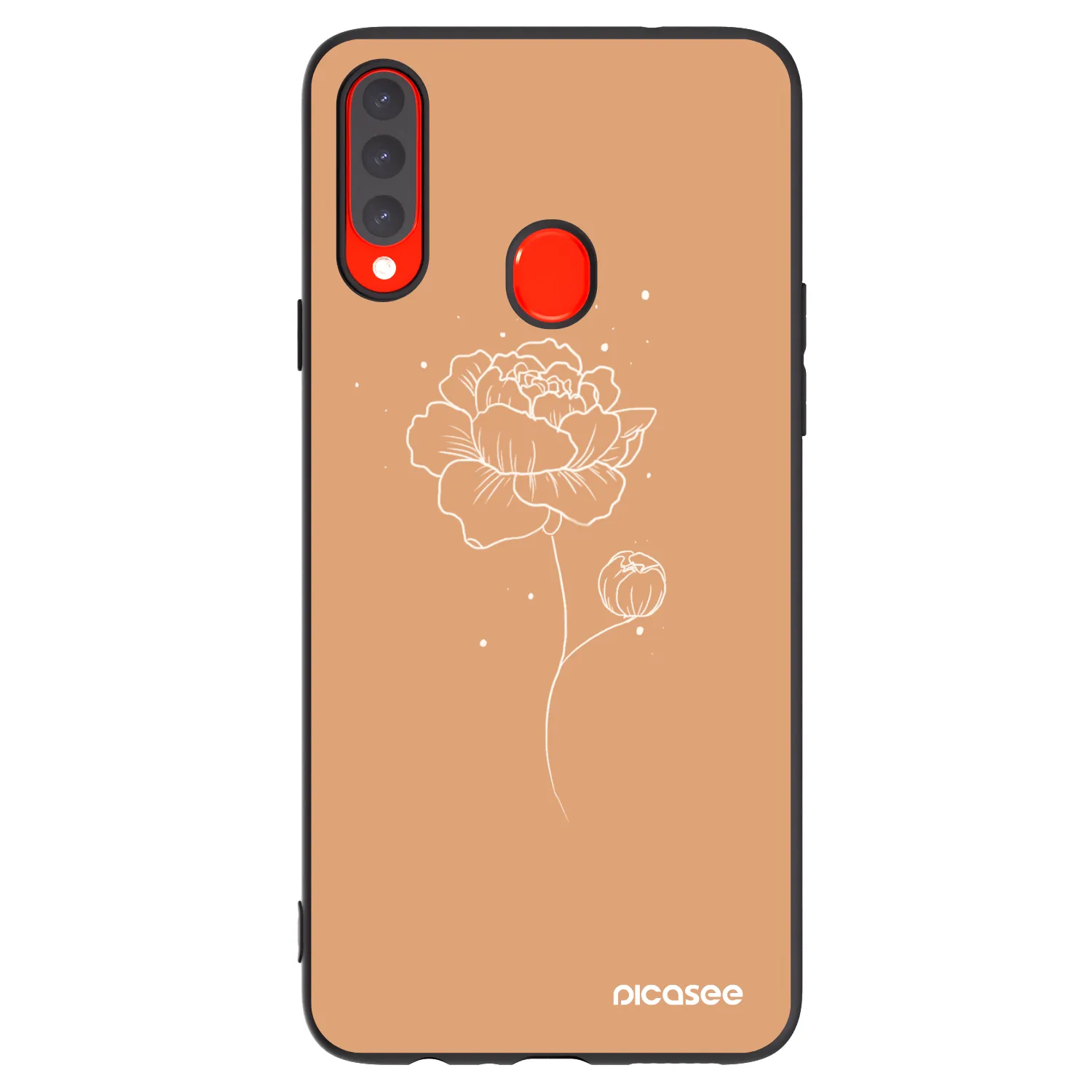 Picasee Samsung Galaxy A20s Hülle - Schwarzes Silikon - Peonies