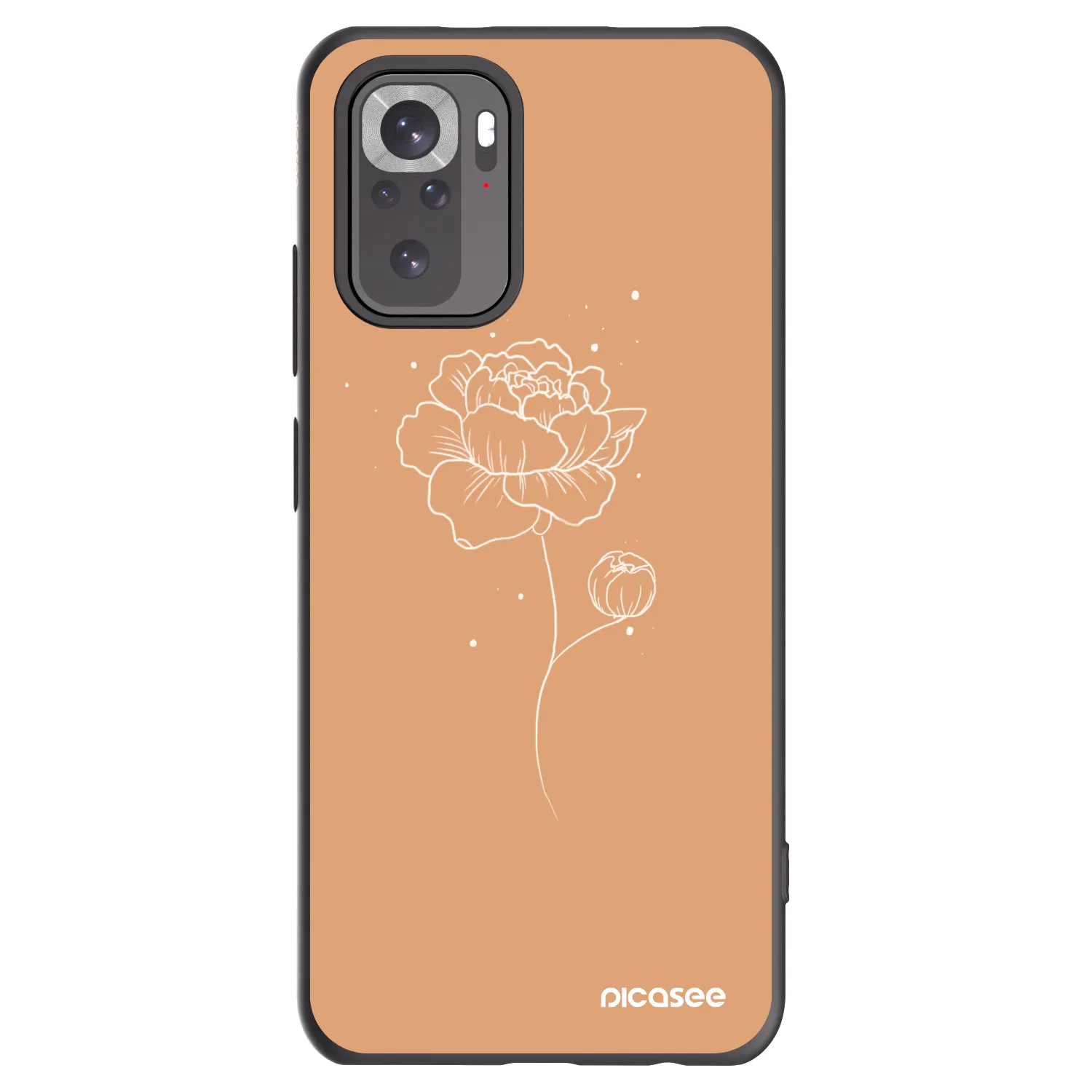 Picasee Xiaomi Redmi Note 10 Hülle - Schwarzes Silikon - Peonies