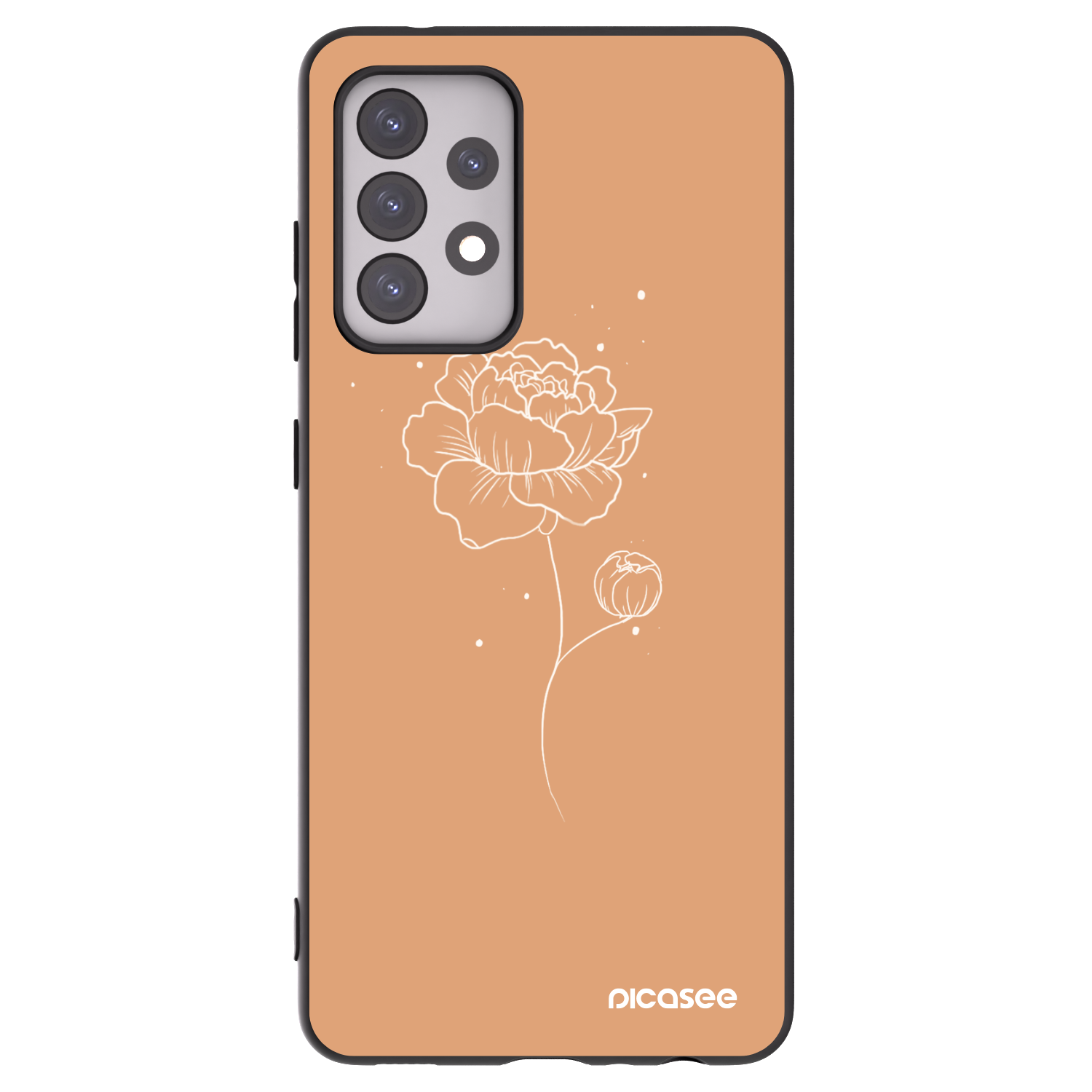 Picasee Samsung Galaxy A52 5G A525F Hülle - Schwarzes Silikon - Peonies