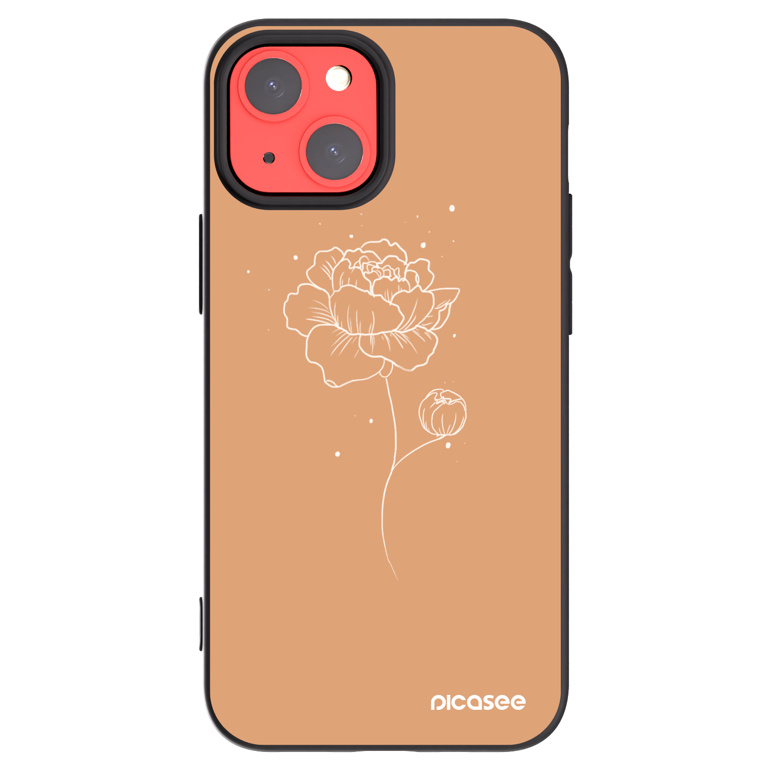 Picasee Apple iPhone 13 mini Hülle - Schwarzes Silikon - Peonies