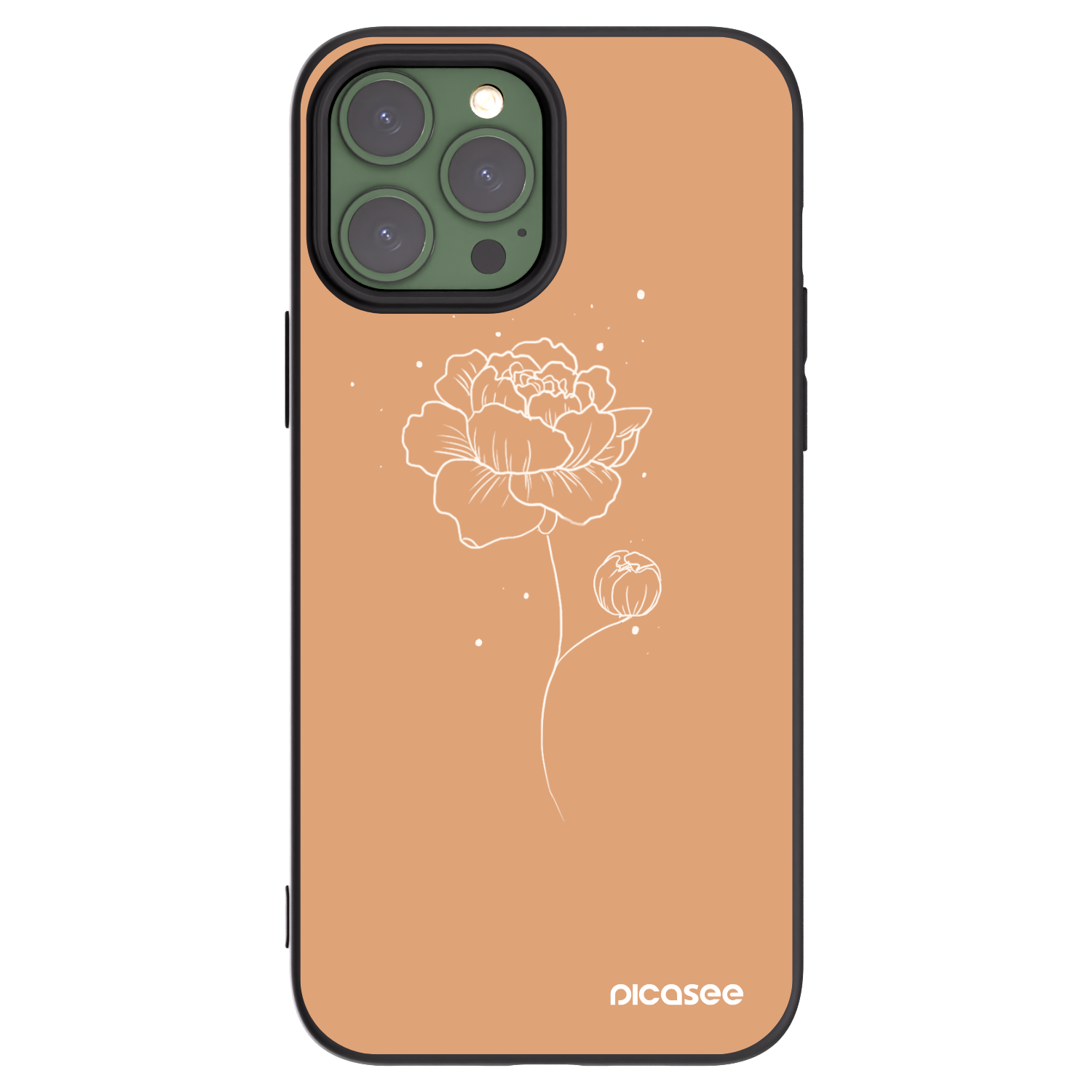 Picasee Apple iPhone 13 Pro Max Hülle - Schwarzes Silikon - Peonies
