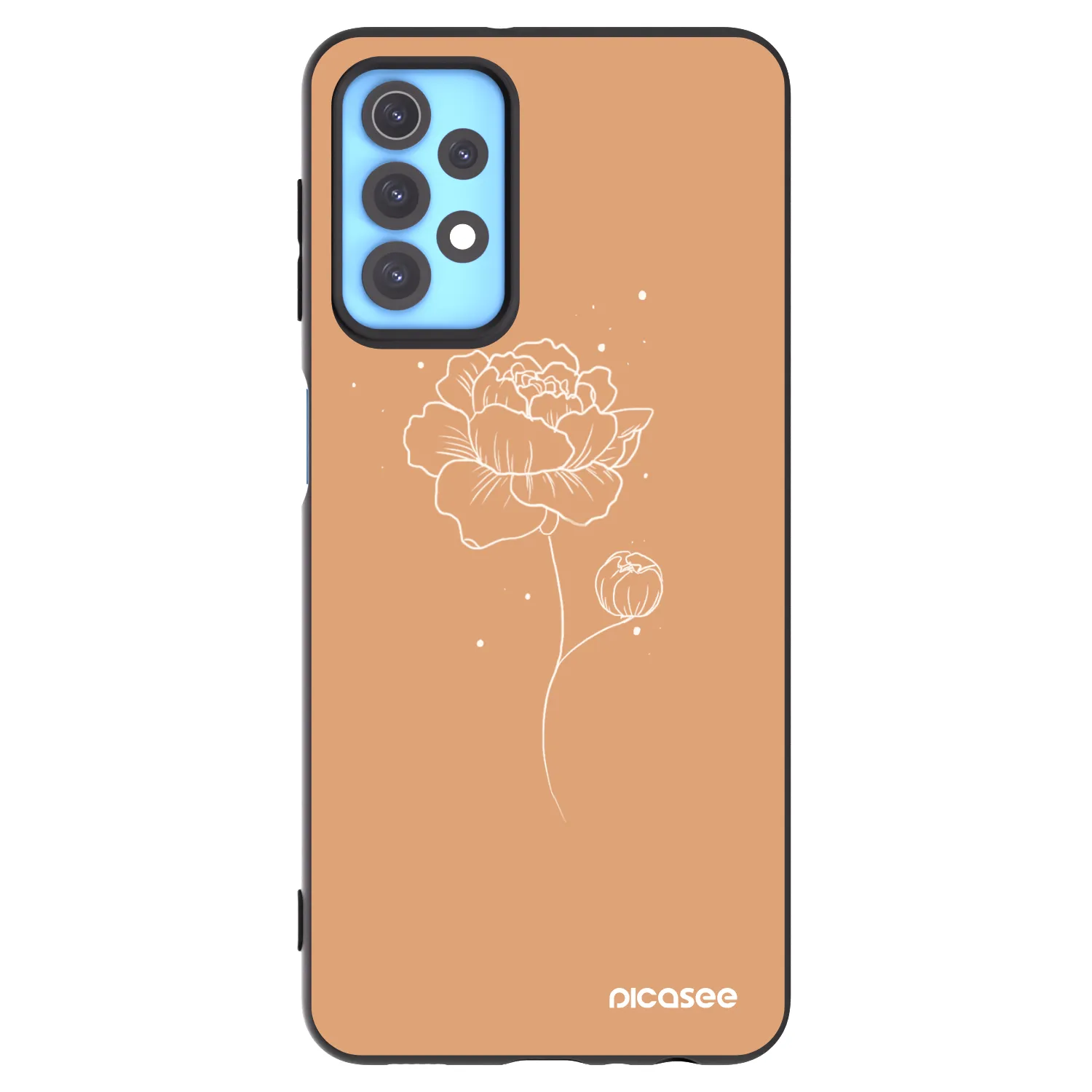 Picasee Samsung Galaxy A32 4G SM-A325F Hülle - Schwarzes Silikon - Peonies