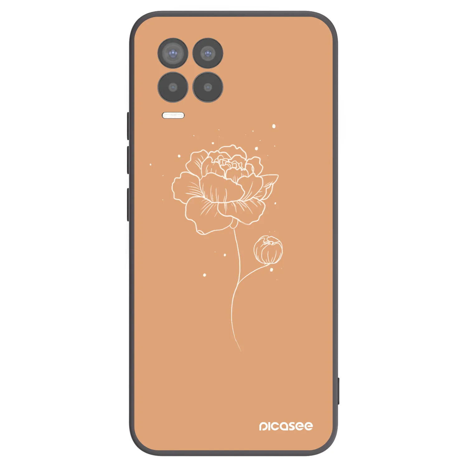 Picasee Realme 8 4G Hülle - Schwarzes Silikon - Peonies