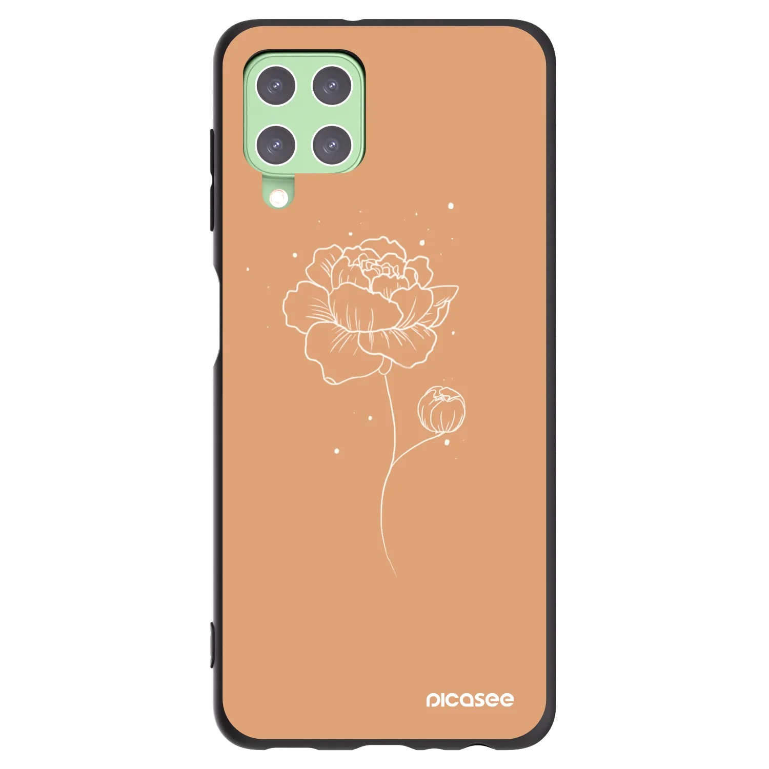 Picasee Samsung Galaxy A22 A225F 4G Hülle - Schwarzes Silikon - Peonies